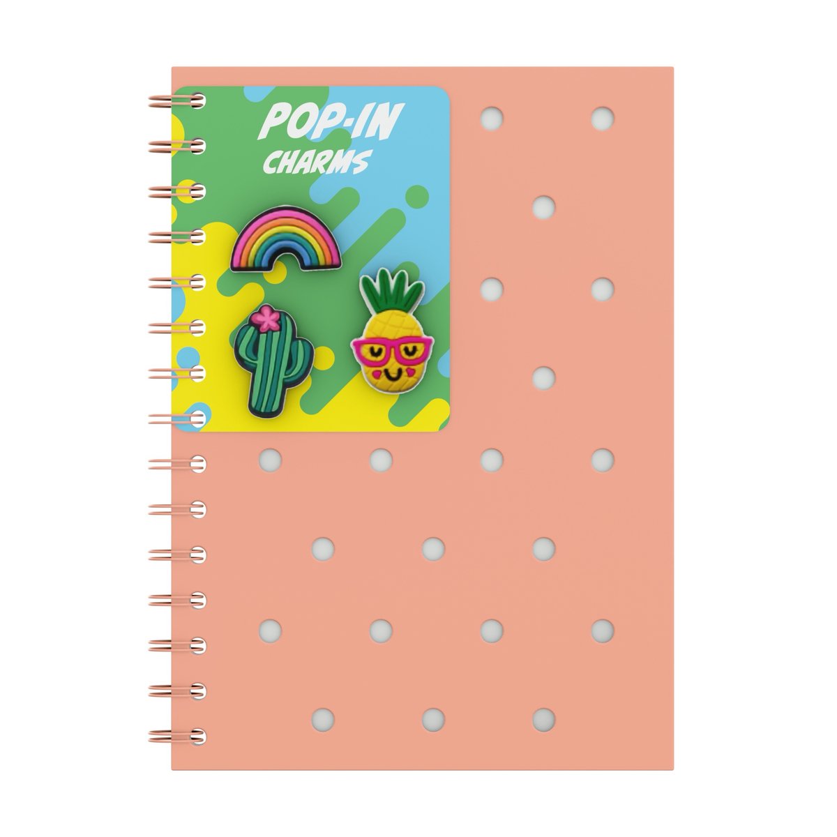 Cuaderno a5 de silicona Qc color naranja neón - a rayas - con alfileres