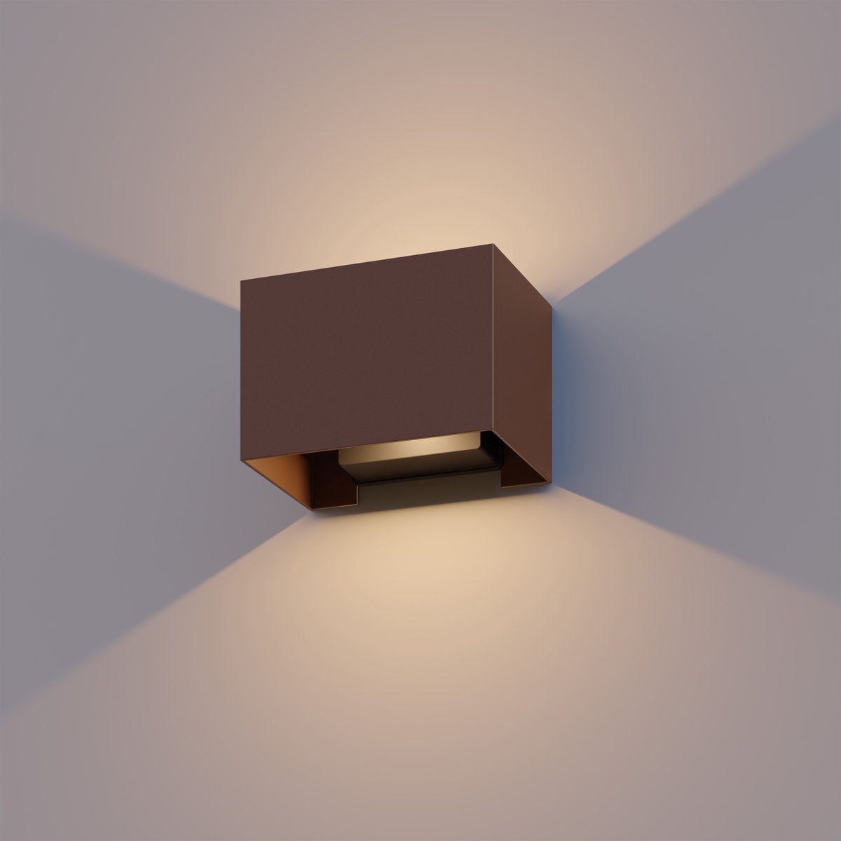 Aplique LED Calex Venice - rectángulo - arriba abajo - ángulo de haz ajustable - 7w - luz blanca cálida - para interior y exterior - color óxido