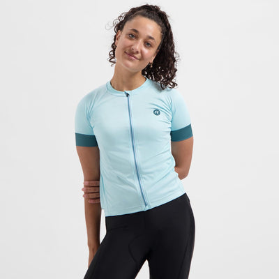 Maglia ciclismo Rogelli modesta donna - maniche corte - maglia ciclismo - azzurro - taglia l