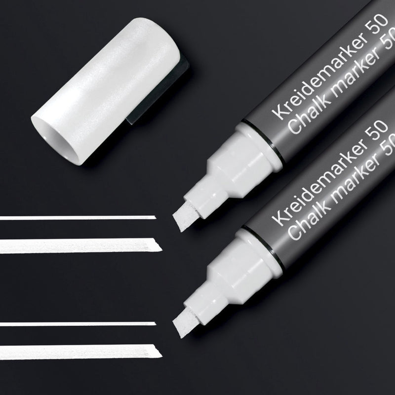 Sigel krijtstift - beitelpunt - 1-5 mm - wit - 2 stuks - si-ba184