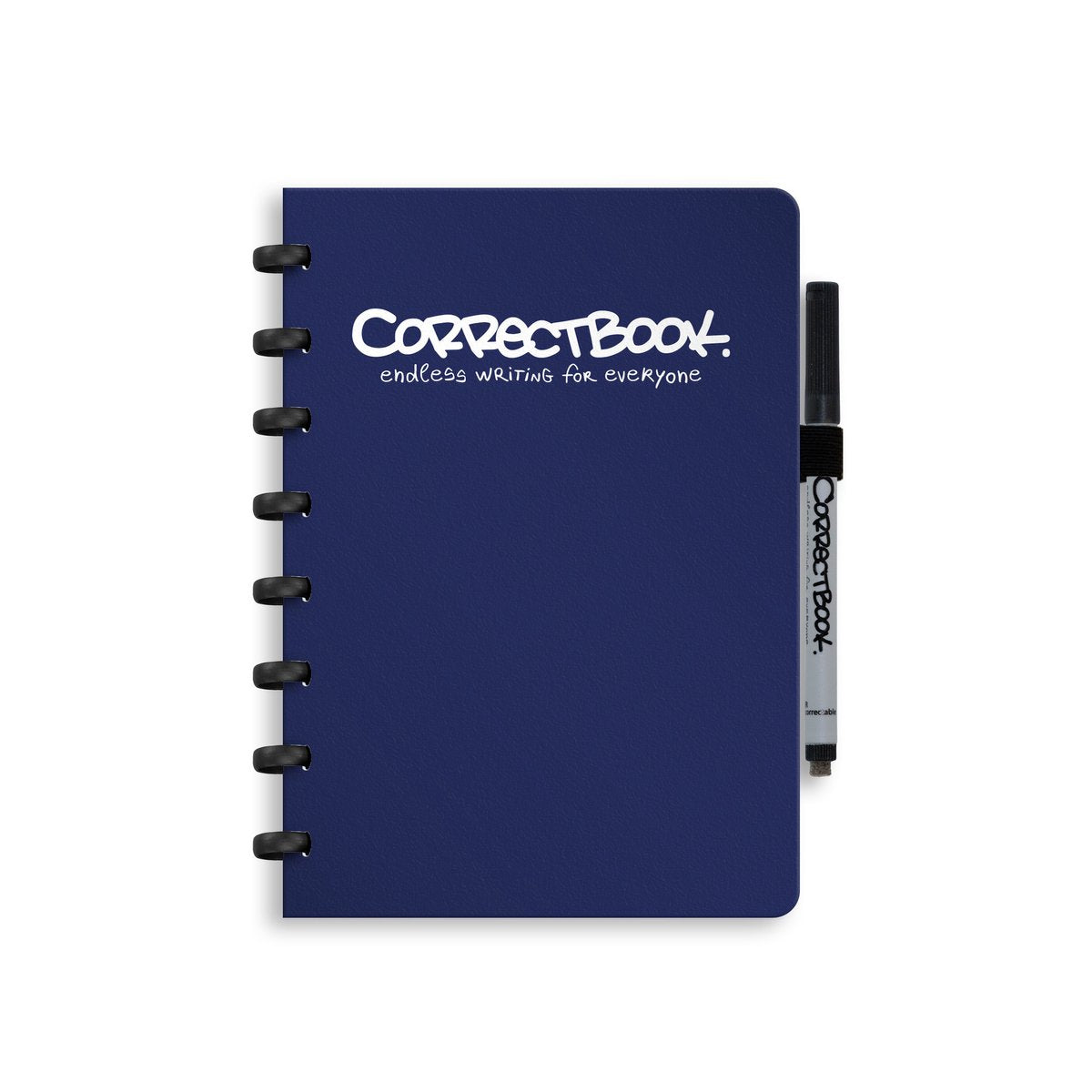 Quaderno cancellabile Correctbook A5 – quaderno riutilizzabile – blu notte – vuoto – inclusa salvietta per penna – può essere integrato con pagine extra