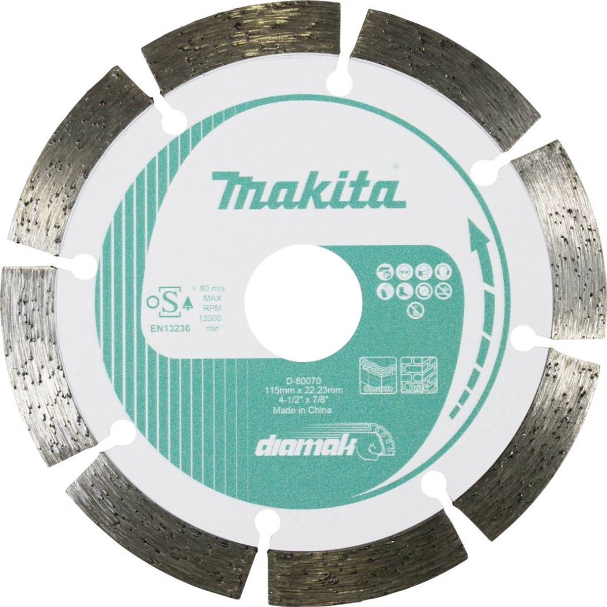 Makita d-80070 disco da taglio diamantato diametro 115 mm diametro punta 22,23 mm calcestruzzo, mattoni, mattoni in arenaria calcarea 1 pezzo(i)