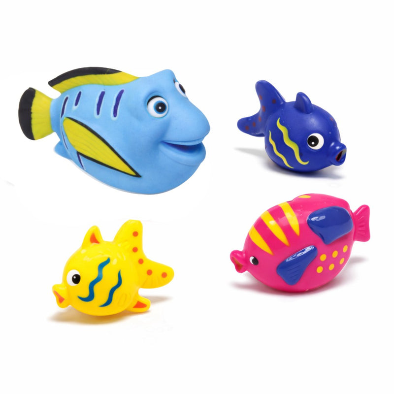 Eddy Toys juego de peces de baño 4 piezas - juguetes de baño peces para el baño - juguetes de baño con animales marinos - figuras de baño para niños - multicolor - 1 color aleatorio
