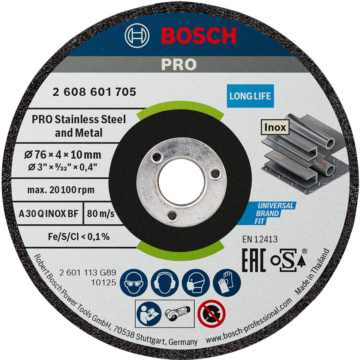 Accesorios Bosch 2608601705 2608601705 disco abrasivo recto diámetro 76 mm diámetro interior 10 mm 2 pieza(s)