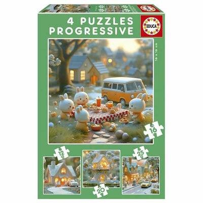 Educa - puzzle - conejito - 4 puzzles de 12 - 16 - 20 - 25 piezas - puzzle infantil