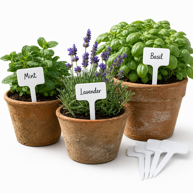 Etichette piante Kinzo – Segnapiante per giardino e orto – 16 pezzi – 15 cm – bianco