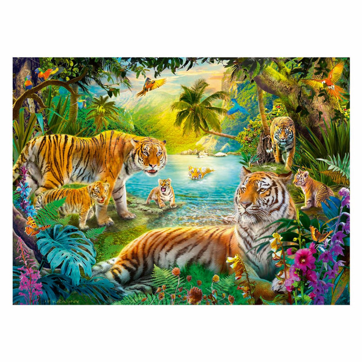 Ravvensburger puzzle tiger Family in the Oasis 500 pezzi
