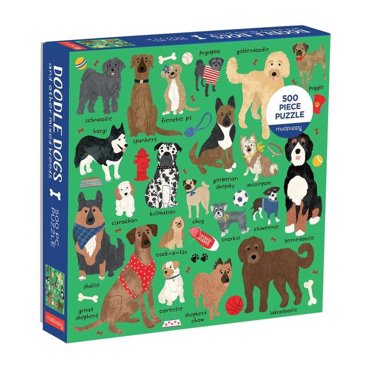 Puzzle per famiglie con cane Doodle e altre razze miste da 500 pezzi