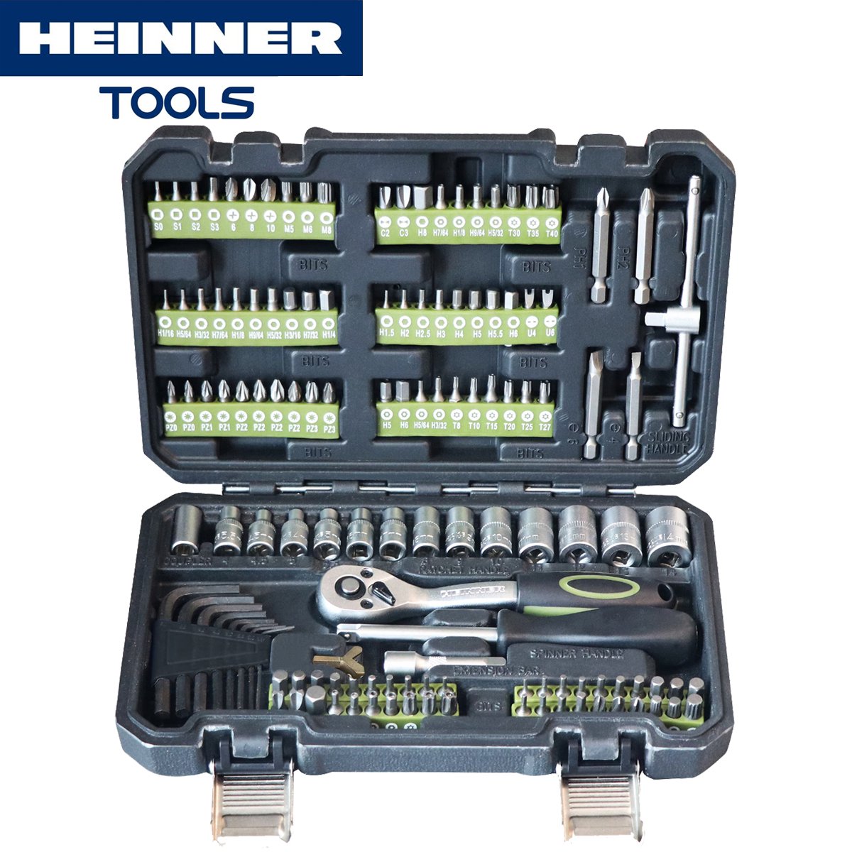 Heinner 131-delige 1 4 doppenset incl. complete bitset en ratel in gereedschapskoffer - chroom vanadium dopsleutelset