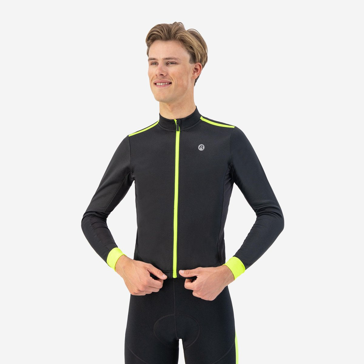 Maglia ciclismo Rogelli core da uomo - maniche lunghe - nero giallo fluorescente - 3xl