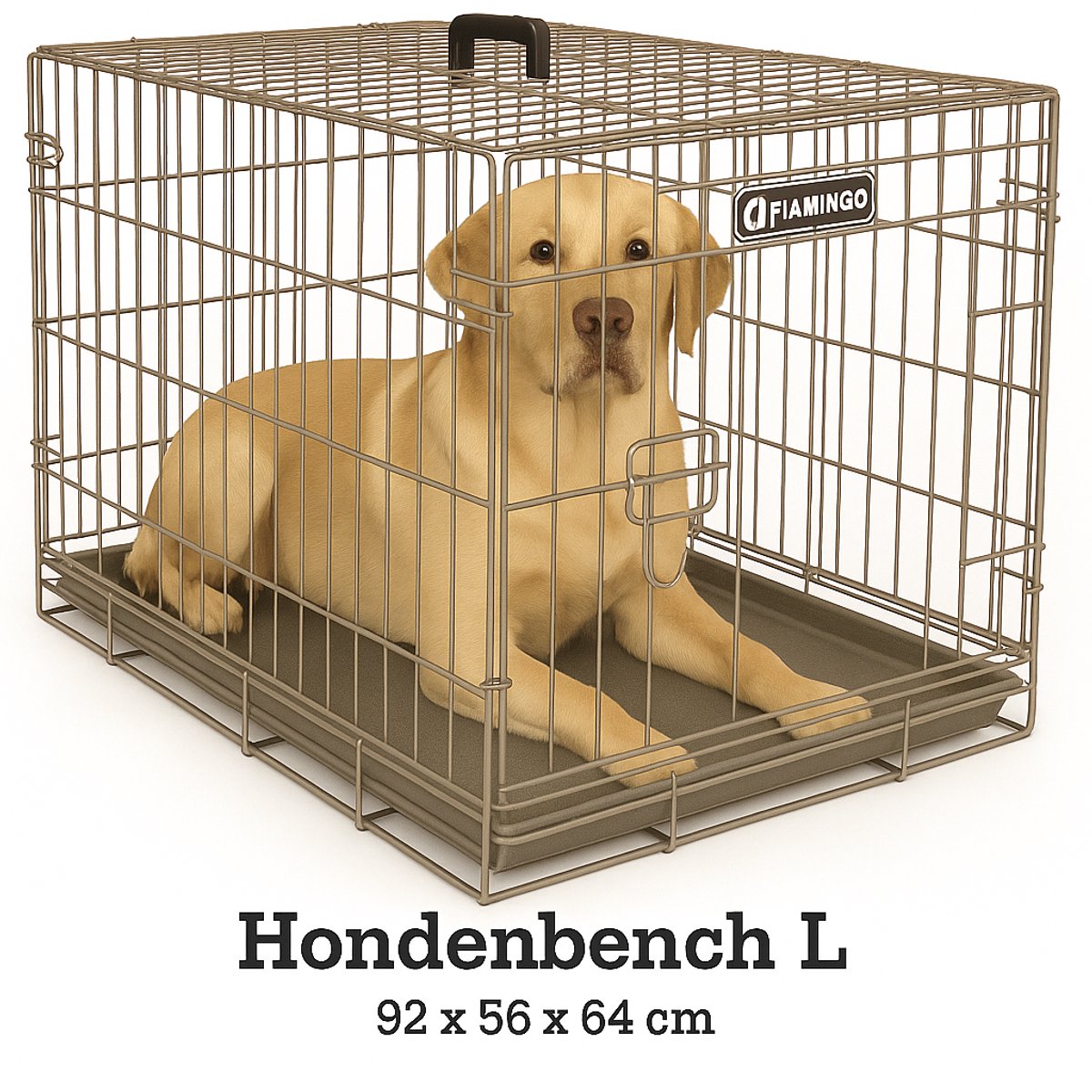 Flamingo hondenbench l – opvouwbare hondenbench auto – hondenbench draadkooi taupe – 92x56x64 cm – hondenbench ebo taupe