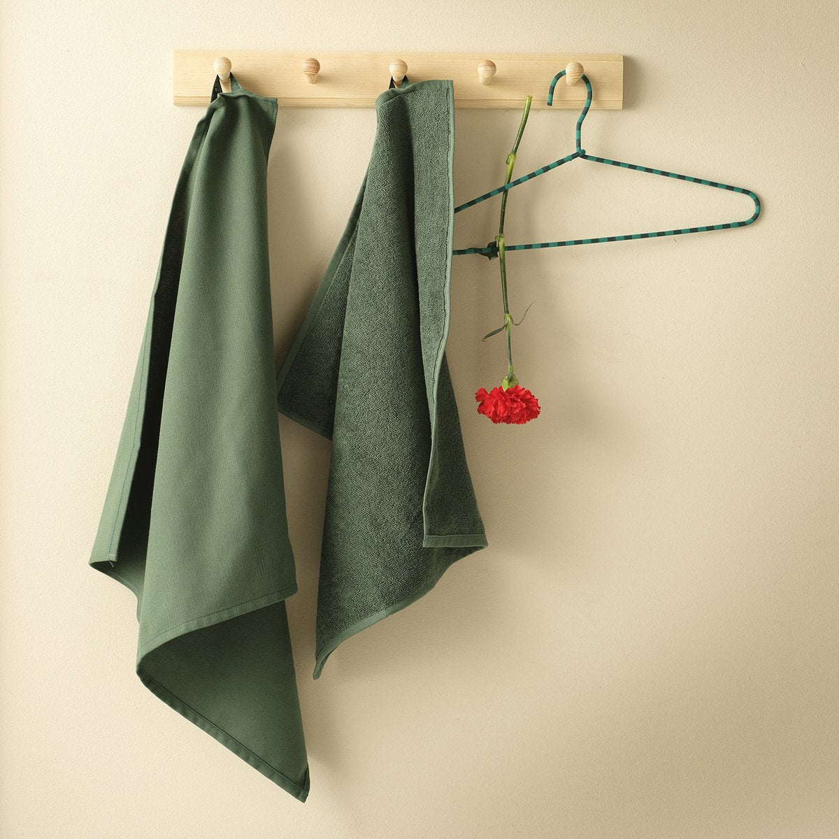 Ddddd - 6x paño de cocina - logo - 60x65 cm - verde - juego de 6 piezas