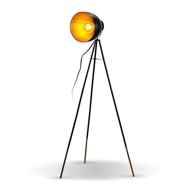 B.k.licht - floor lamp - for living room - black gold floor lamp - industrial floor lamp - E27 fitting reading lamp - h: 136cm
