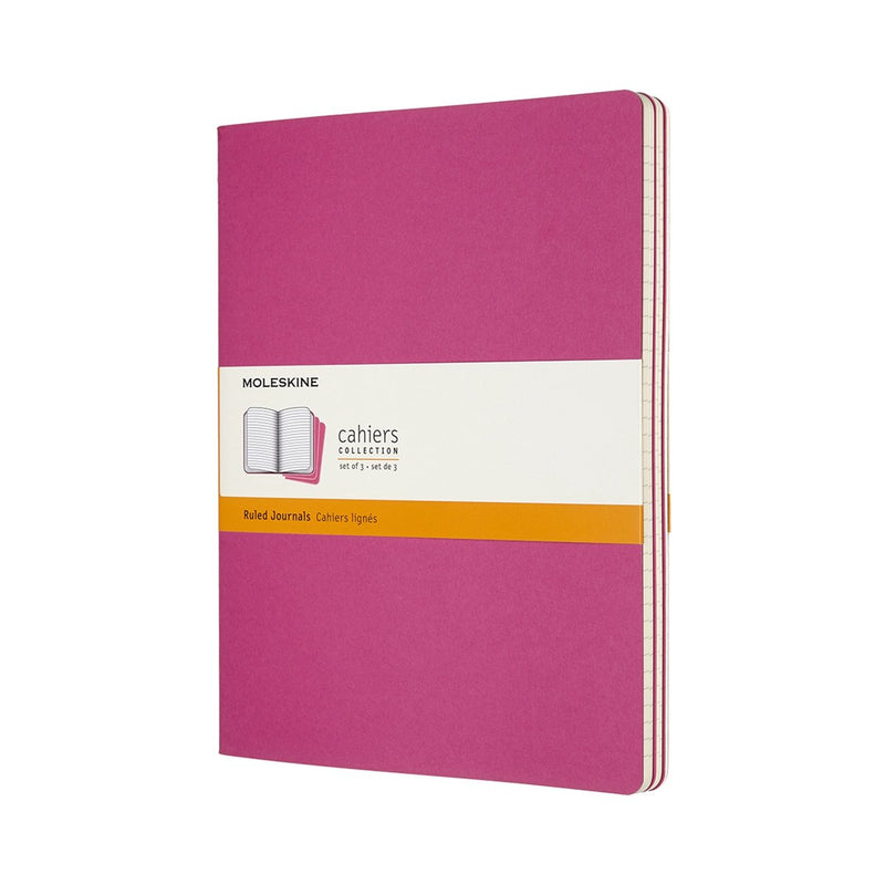 Quaderni cahier Moleskine - extra large - a righe - rosa - set da 3