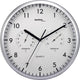 Technoline wt650 - reloj de pared - analógico - cuarzo - redondo - plástico - temperatura interior - humedad interior - color plateado