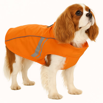 Abrigo para perros Flamingo – Chubasquero para perros – Chubasquero impermeable para perros con reflejos – Chubasquero pomi naranja – 45 cm