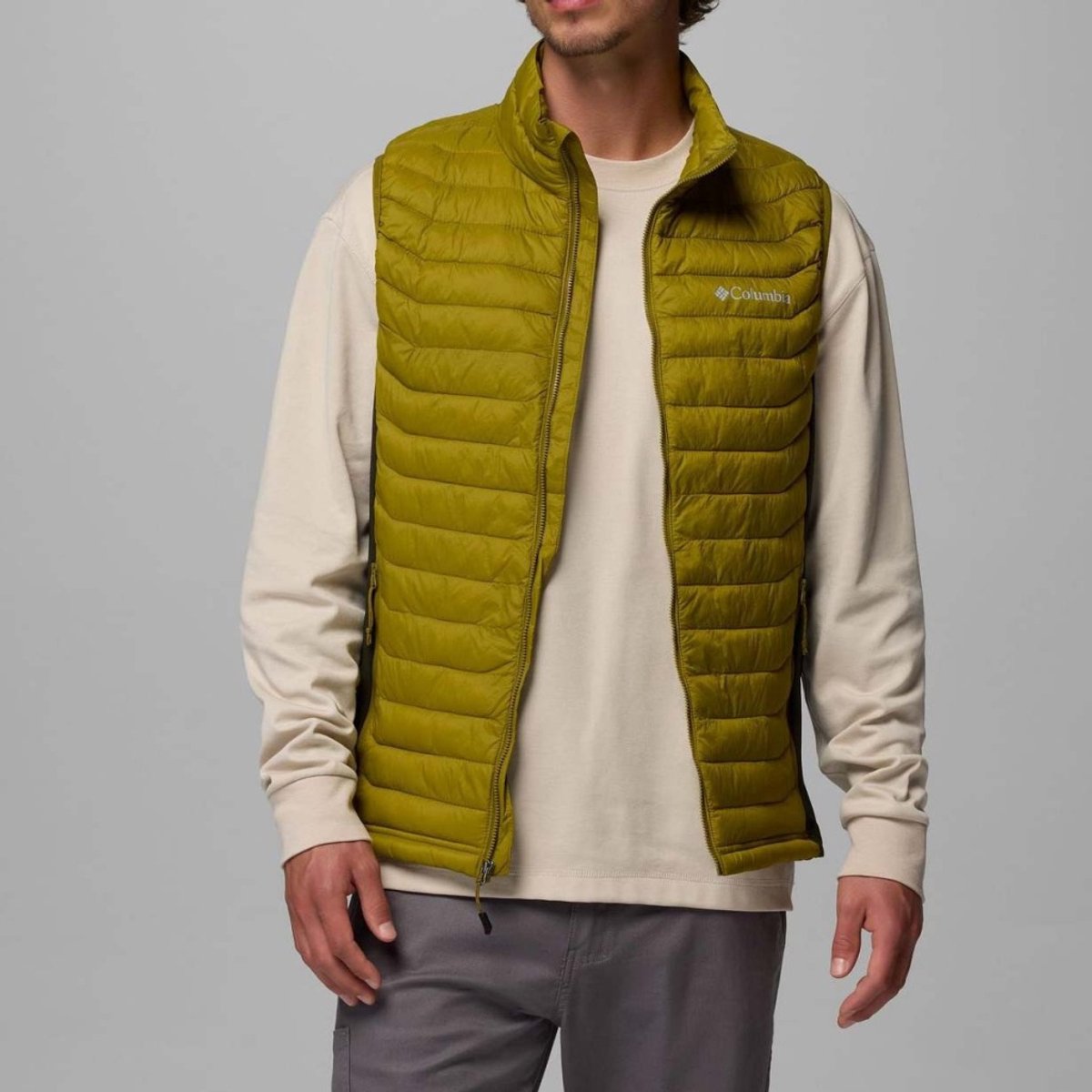 Gilet ibrido da uomo Columbia Powder Pass™ - gilet ibrido - verde muschio, greenscape