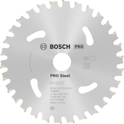 Hoja de sierra inalámbrica Bosch pro steel para sierras circulares 136 x 1,6 x 20 mm -...