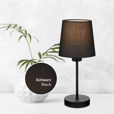 Briloner - lampada da tavolo - lampada da comodino con paralume in tessuto - escl. e14 - ø14cm - nero