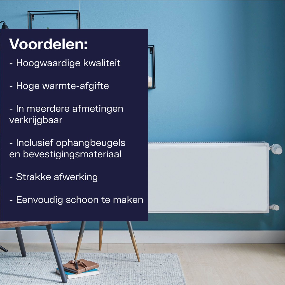 Plieger compact paneelradiator type 22 vlak - wit - 60 x 60 cm