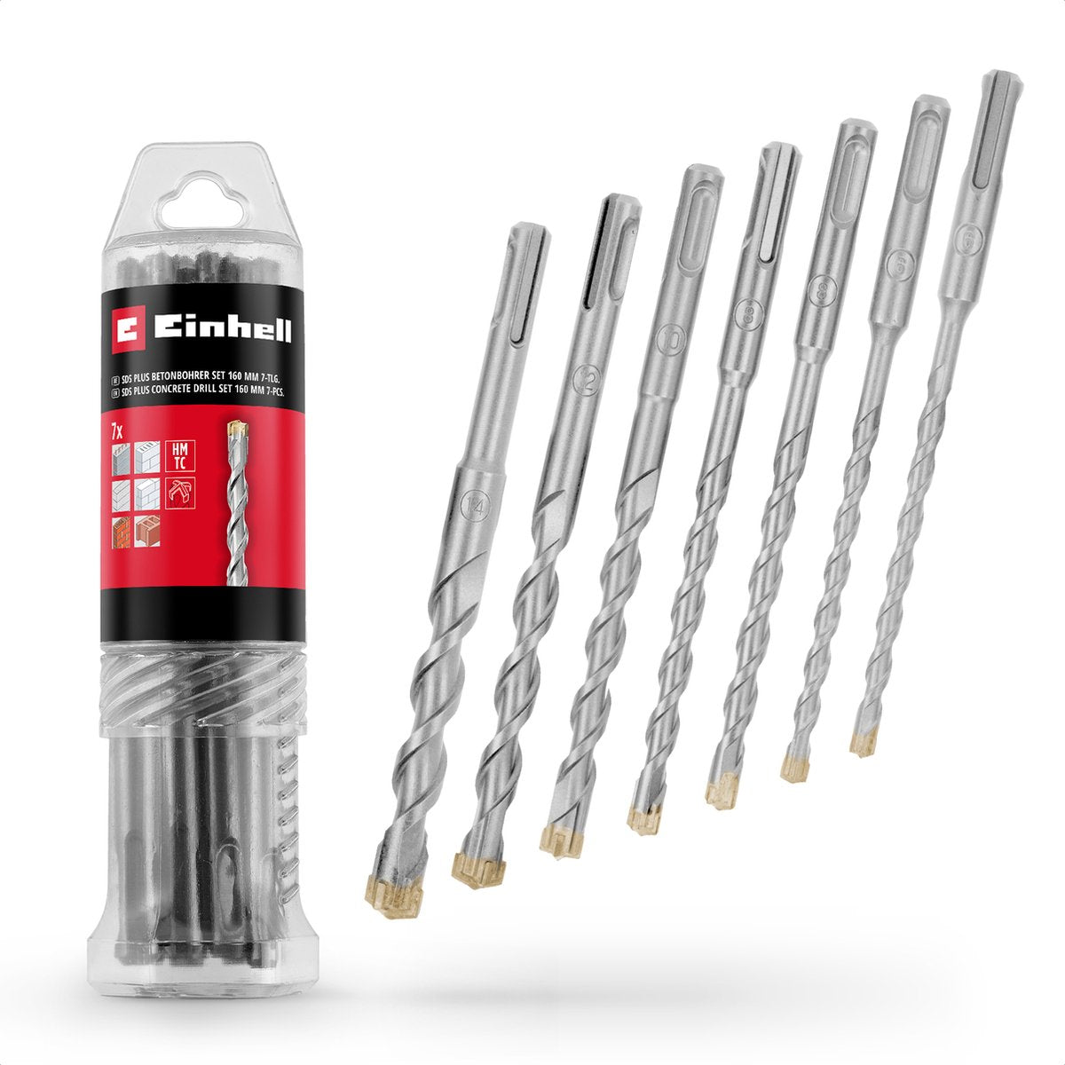 Set di punte per calcestruzzo Einhell - 7 pezzi - 160 mm - sds-plus