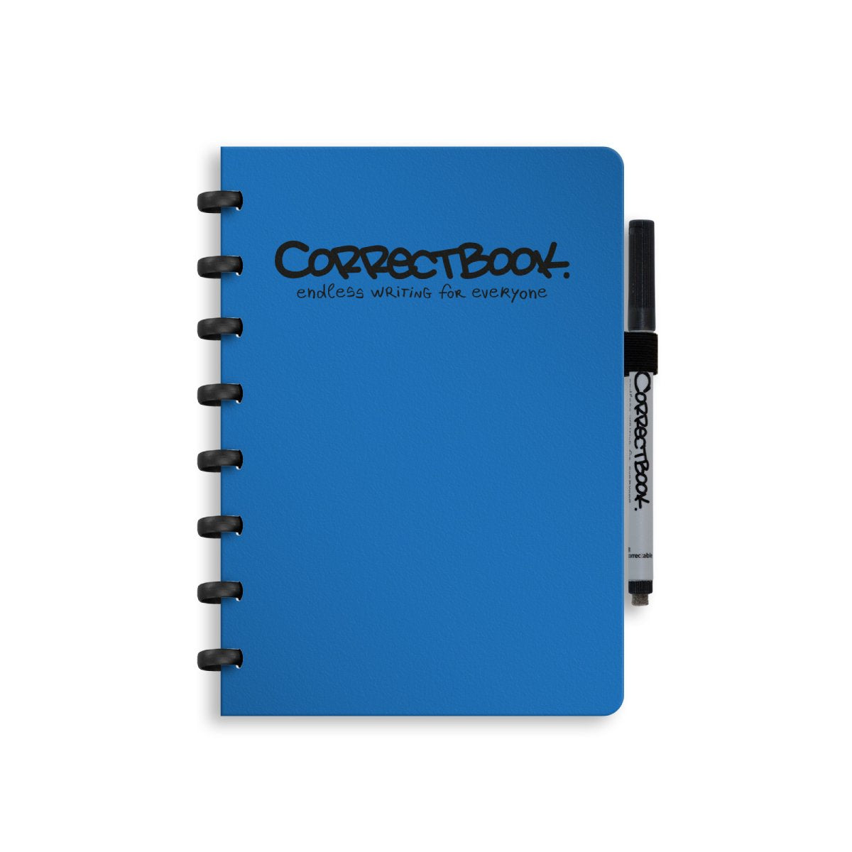 Cuaderno borrable Correctbook a5 - cuaderno reutilizable - azul terroso - en blanco - incluye toallita para bolígrafo - se puede complementar con páginas adicionales