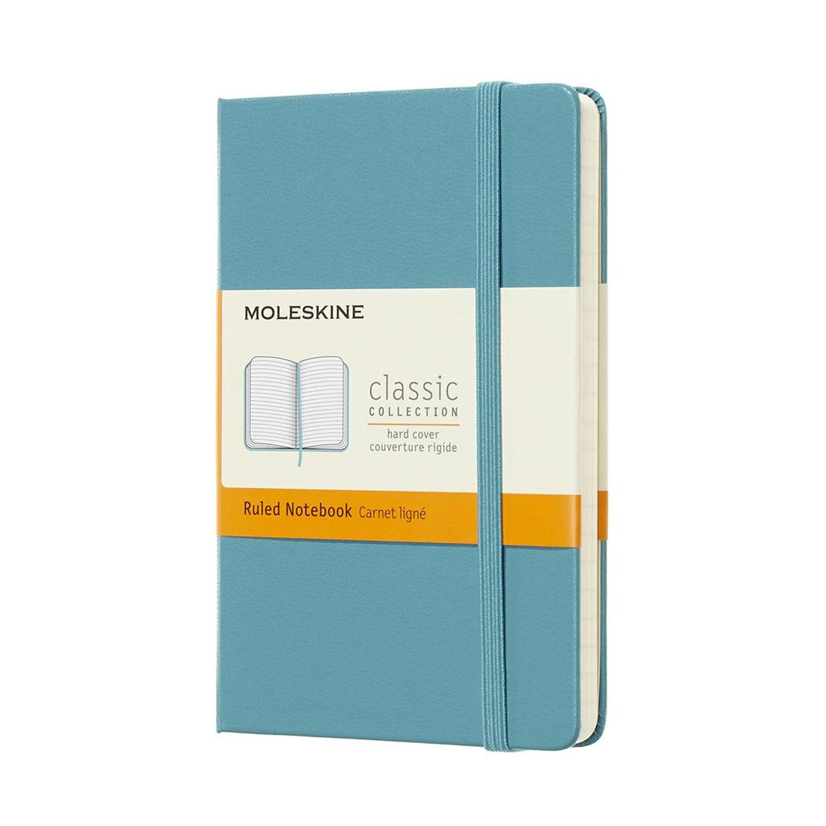 Cuaderno clásico Moleskine - bolsillo - tapa dura - rayado - azul arrecife