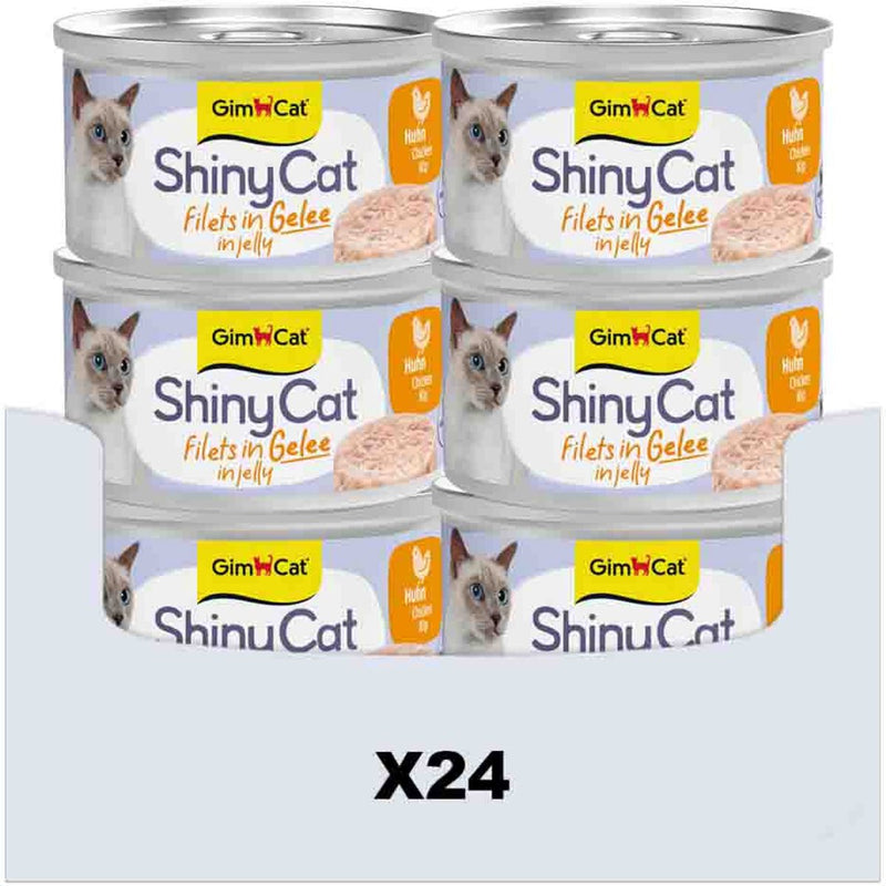 Gimcat 24 x 70 g - filetes shinycat en gelatina de pollo