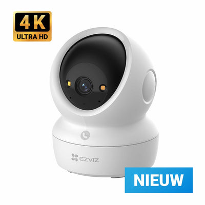 Telecamera di sicurezza da interno Ezviz h6c 4K - Pan tilt 360° - modalità notturna - rilevamento presenza persone - telecamera per animali domestici - petcam - rilevamento movimento e suono - audio bidirezionale - nessun costo mensile
