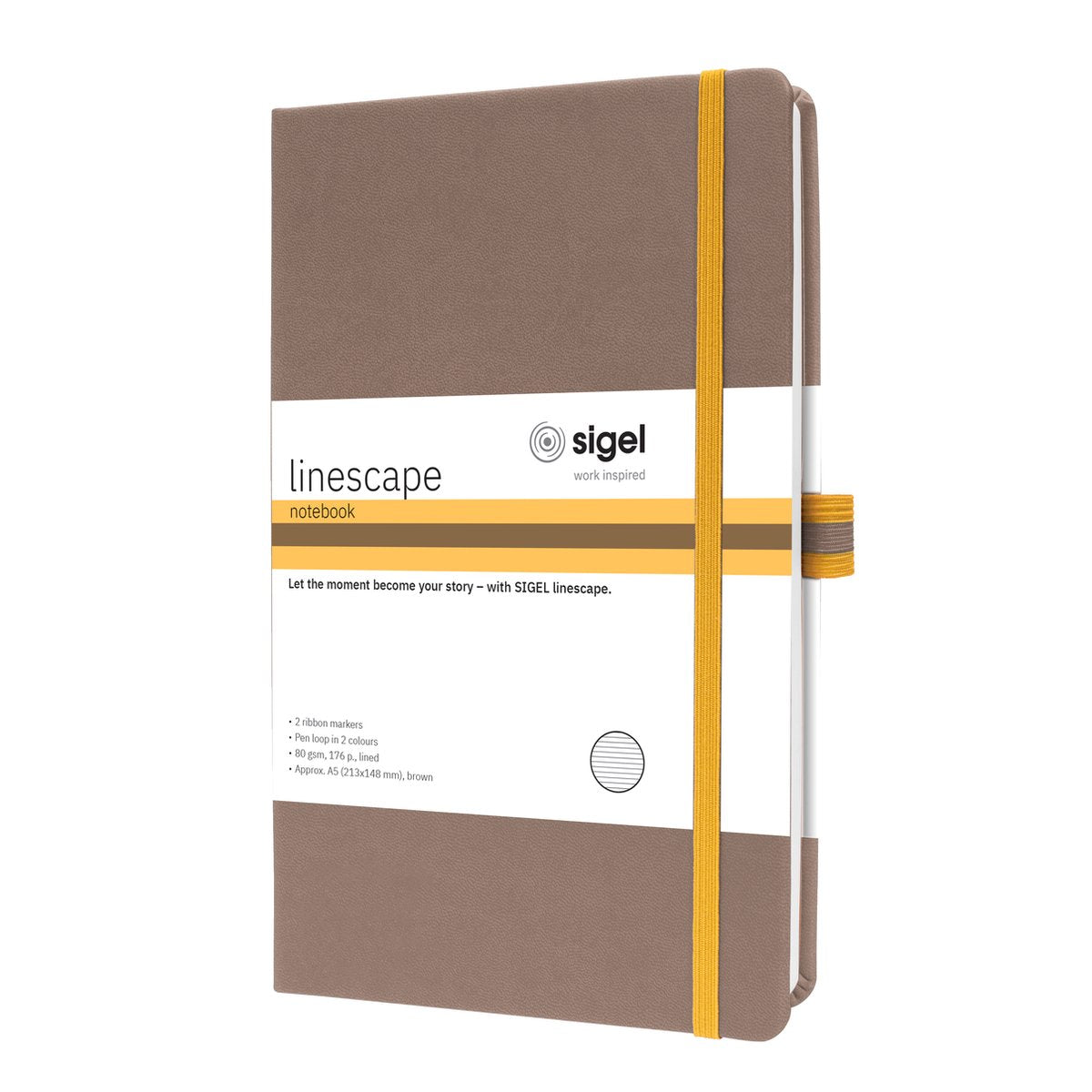 Quaderno Sigel a5 - linescape - marrone - a righe - copertina rigida - si-ls103