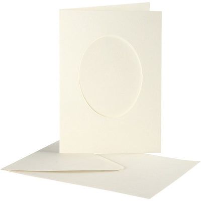 Creativ company passepartout cards, oval, card size 10.5x15 cm, envelope size 11.5x16.5 cm, off-white, 10 set 1 box