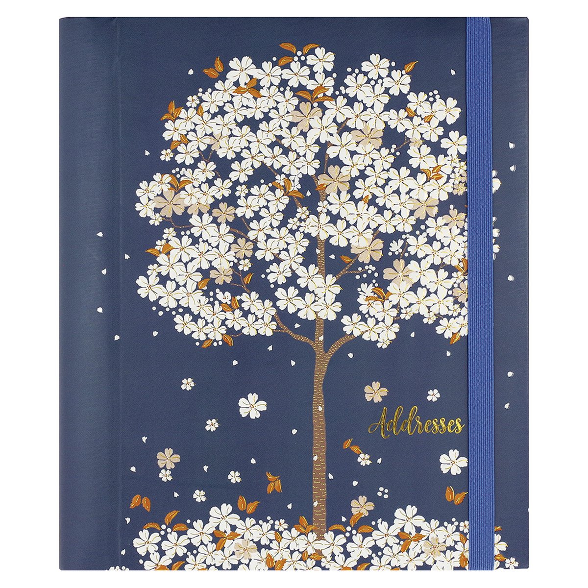 Peter pauper addressbook large - falling blossoms - met elastieksluiting - 16x21 cm