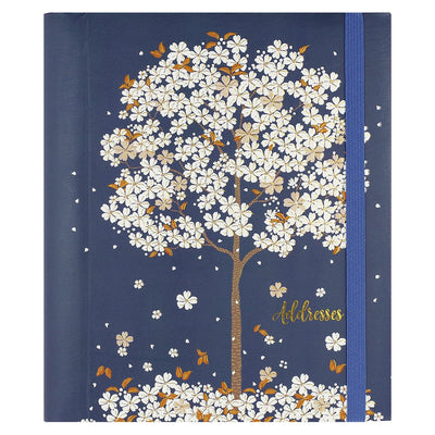 Peter pauper addressbook large - falling blossoms - met elastieksluiting - 16x21 cm