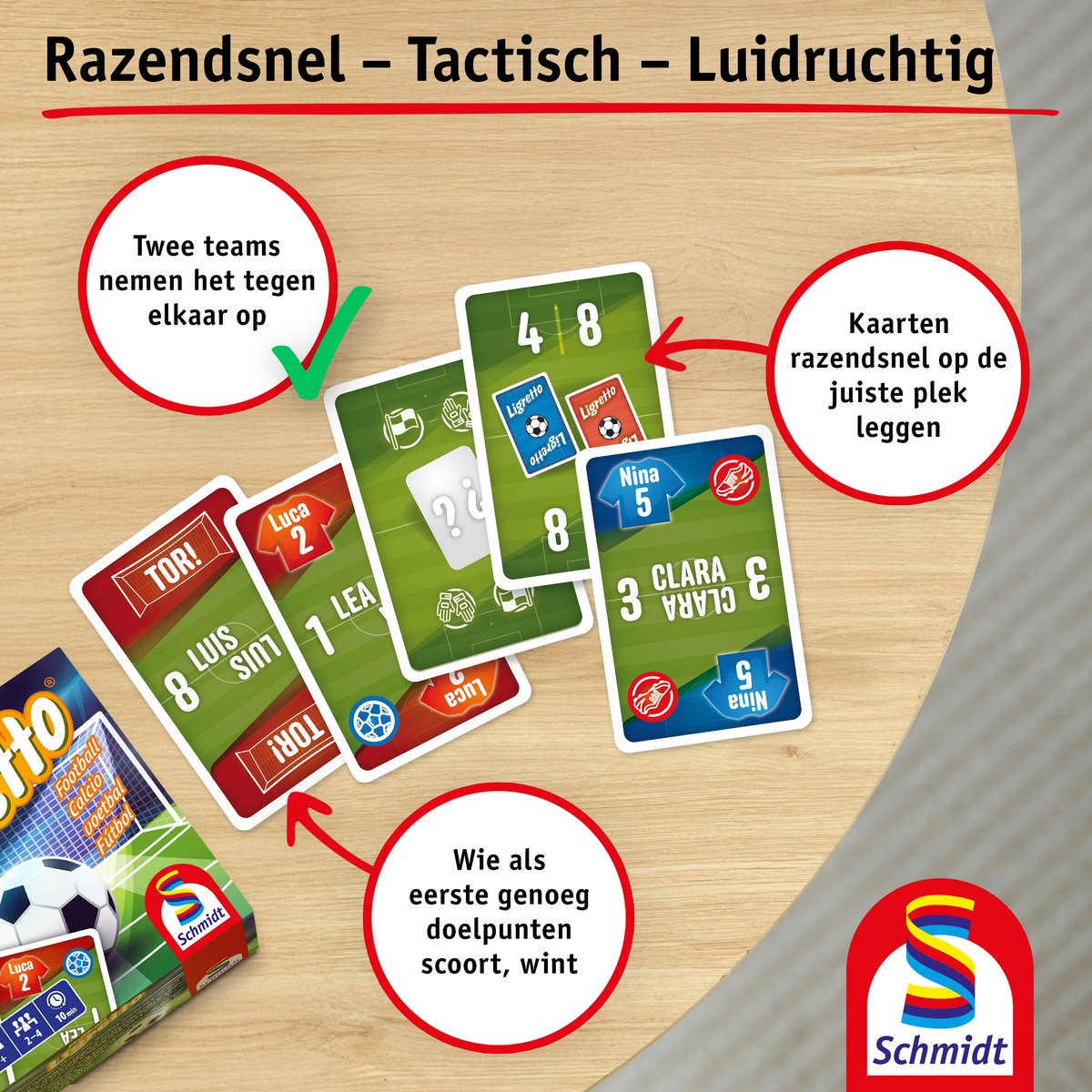 Schmidt ® - ligretto® fussball - calcio - gioco di carte - gioco a reazione rapida - da 7 anni - 2-4 giocatori