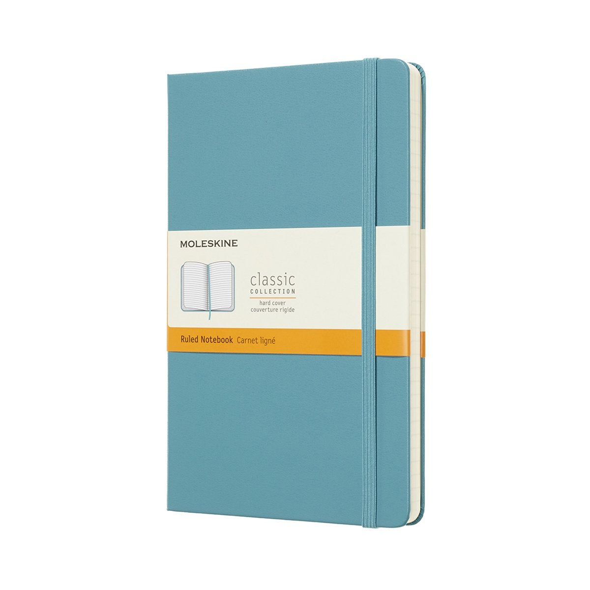 Taccuino classico Moleskine - grande - copertina rigida - a righe - blu barriera corallina