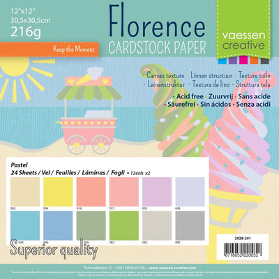 Florence • cardstock paper 216g texture 30.5x30.5cm multipack pastel 24x
