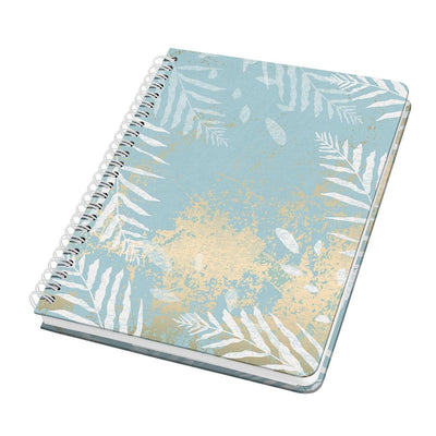 Sigel - quaderno a spirale - jolie - a5 - copertina rigida - 120 pagine - pois - carta da 100 grammi - foglie celesti - si-jn614
