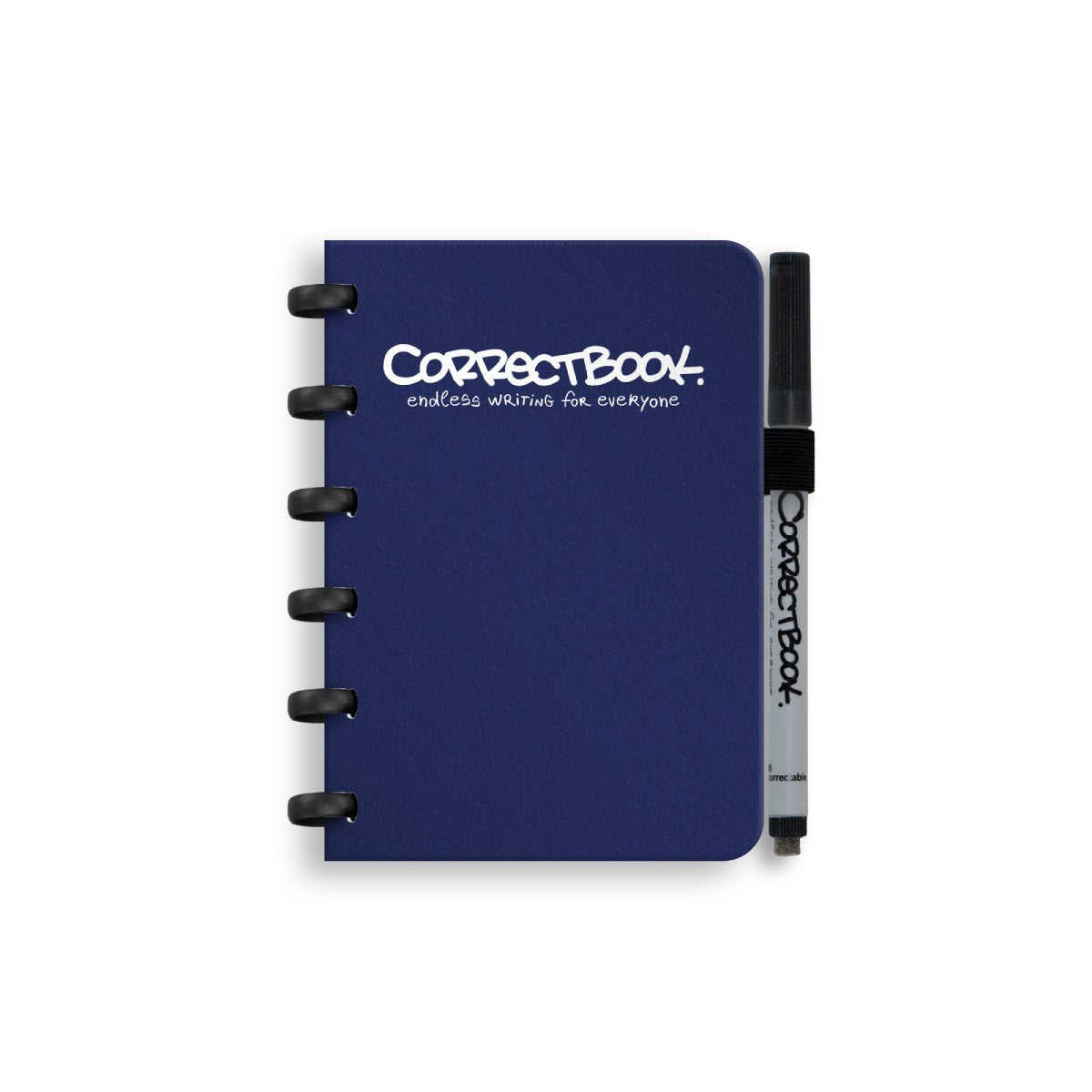 Quaderno cancellabile Correctbook A6 – quaderno riutilizzabile – blu notte – a righe – inclusa salvietta per penna – può essere integrato con pagine extra