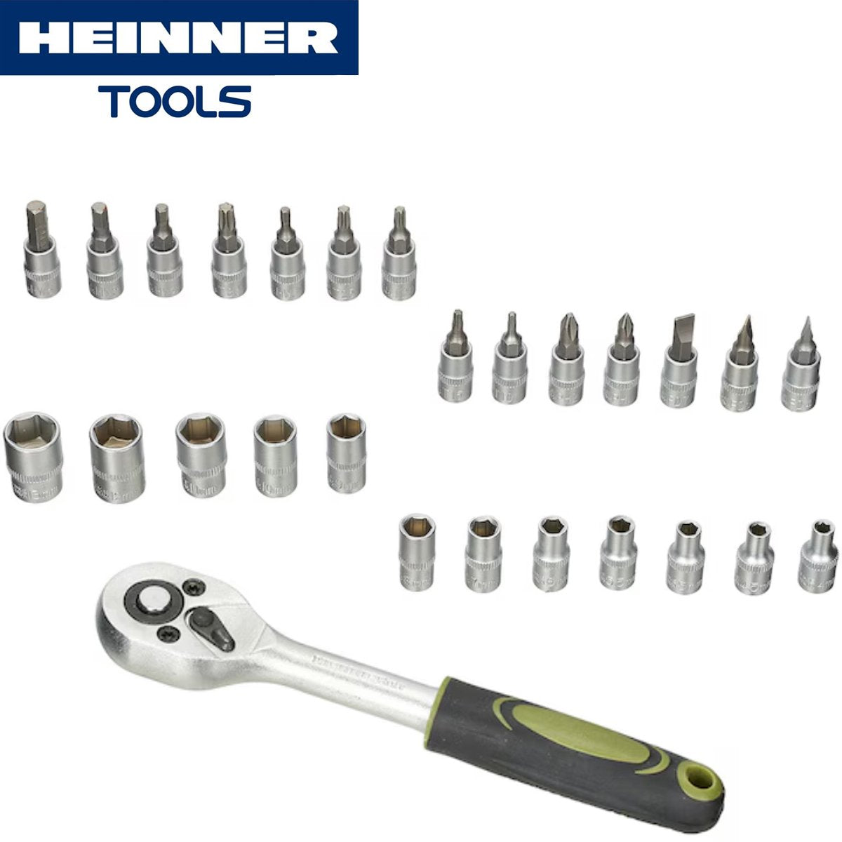 Heinner 27-delige 1 4 doppenset incl. dopbits en ratel - semi professionele dopsleutelset 8-32 mm - chroom vanadium
