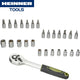Heinner 27-delige 1 4 doppenset incl. dopbits en ratel - semi professionele dopsleutelset 8-32 mm - chroom vanadium