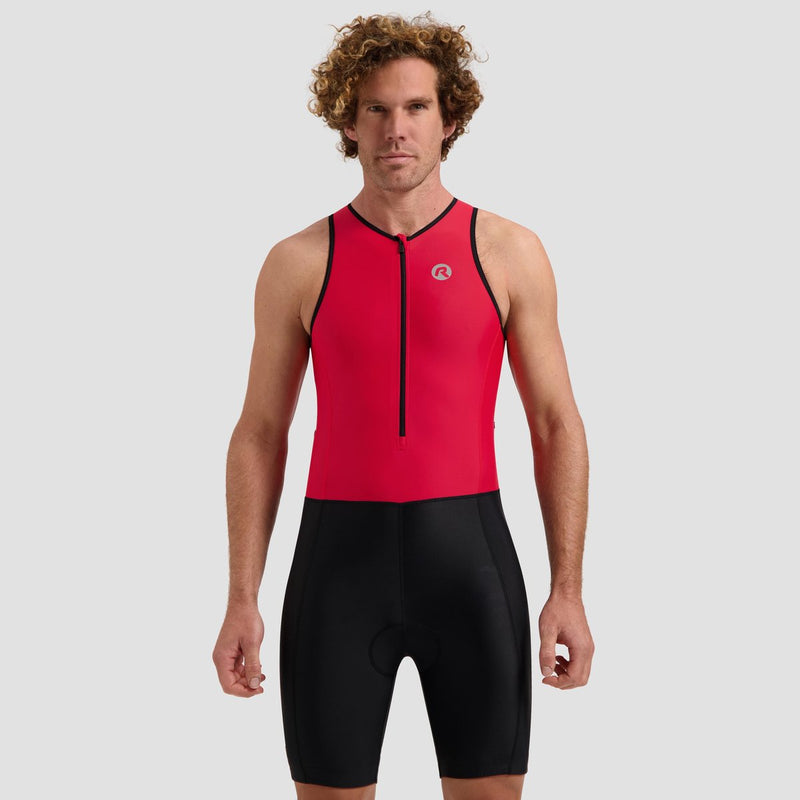 Tritraje Rogelli florida sin mangas - traje de triatlón para mujer y hombre - transpirable, de secado rápido - rojo negro - talla s
