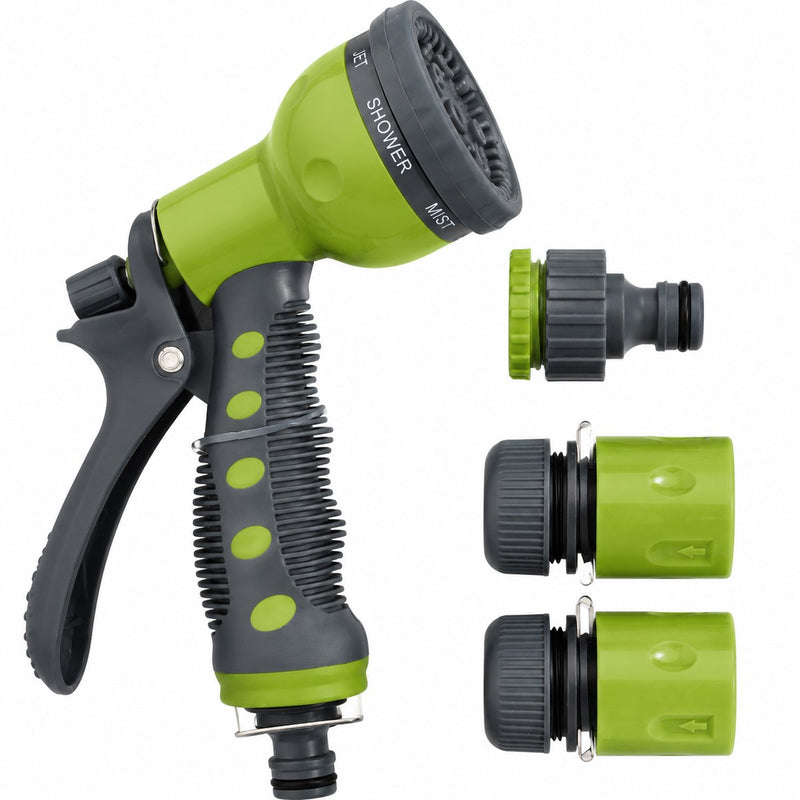 Kinzo spuitpistoolset - spray gun set 4 delig - tuinslang sproeiset met 7 functies - verstelbare waterstraal van harde straal tot nevel - 1 2 inch