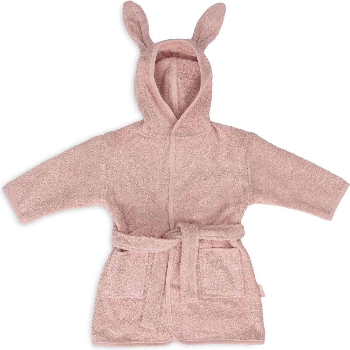Jollein - baby badjas badstof 1-2 jaar - badjas kinderen met capuchon - wilde rose