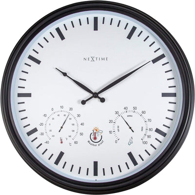 Nexttime girasole – orologio da parete – 50,5 cm – metallo – bianco e nero – resistente alle intemperie