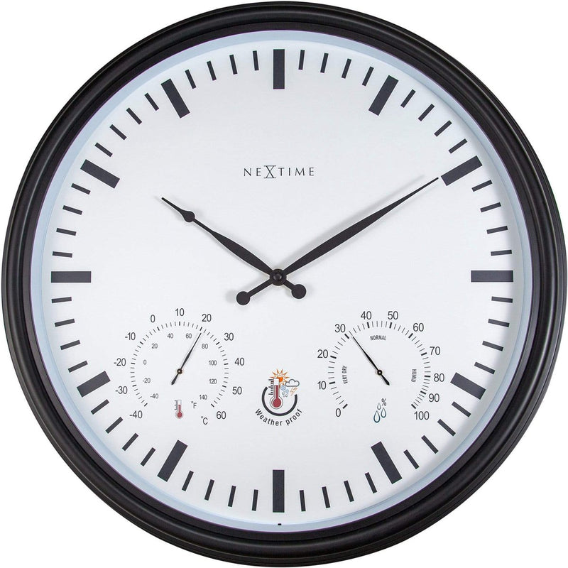 Nexttime Girasol – Reloj de pared – 50,5 cm – Metal – Blanco y negro – Resistente a la intemperie