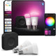 Philips hue starter kit - luce bianca e colorata - 1 bridge pro - confezione da 2 e27 1100 lumen