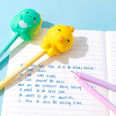 Lazy stars dinosaur + duck squishy doll gel pen - 2 pcs