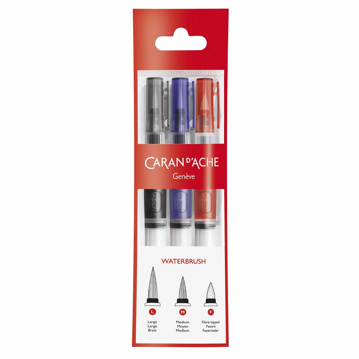 Spazzola Carand'ache con serbatoio d'acqua - caran d'ache - 3 pezzi