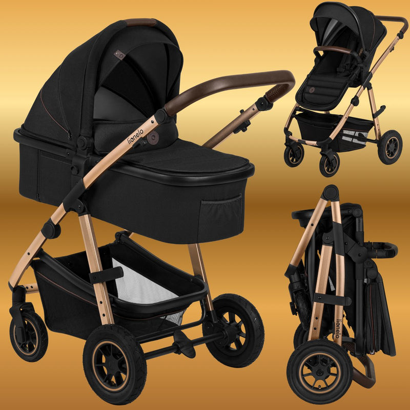 Lionelo amber 2in1 - kinderwagen 2 in 1 - reiswieg + buggy - vanaf geboorte tot 22 kg (0-4 jaar) - luchtbanden - volledige vering - comfortabel ligmatras - snel inklapbaar - luiertas - klamboe - regenhoes - verschoonmatje - wandelwagen - baby peuter