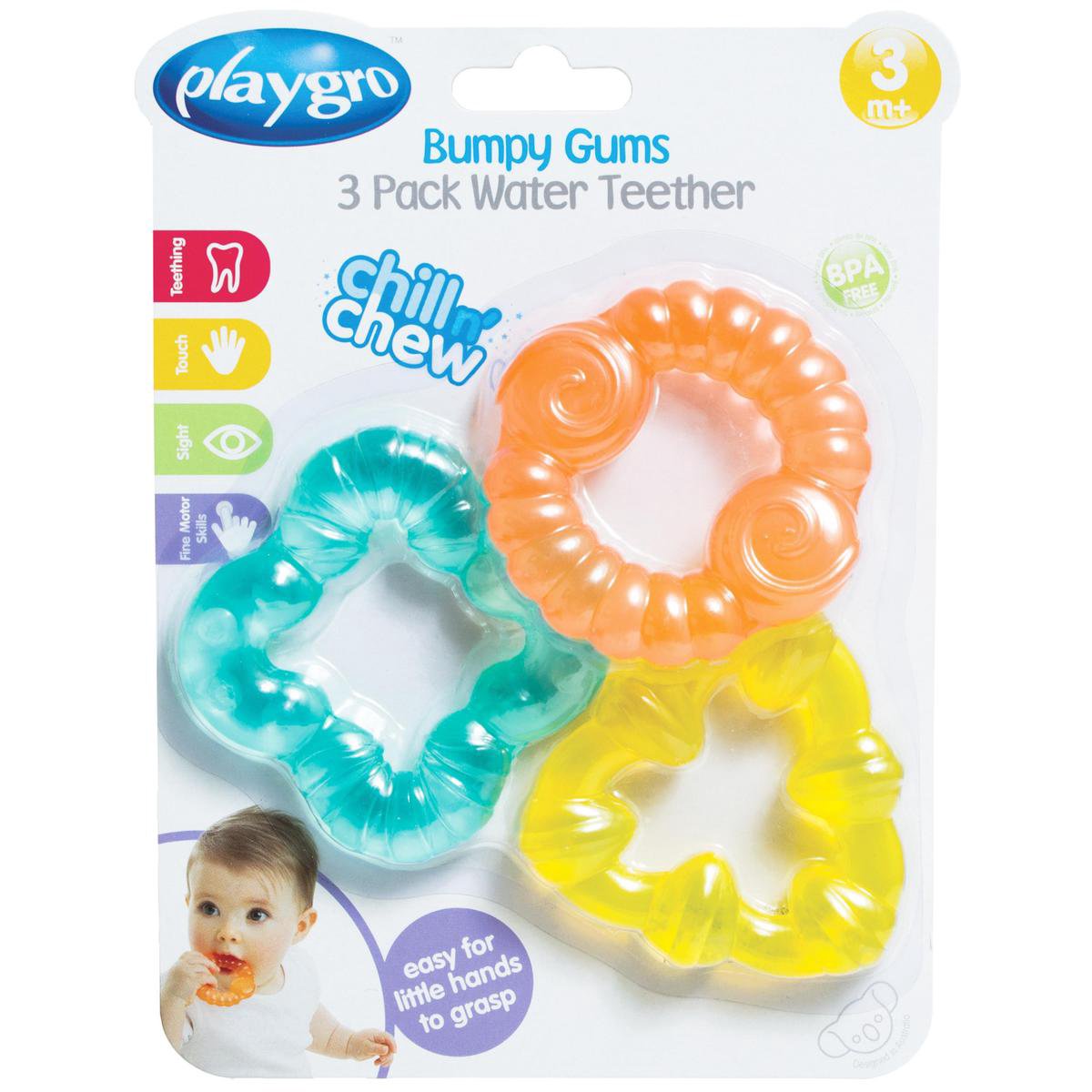 Massaggiagengive ad acqua rinfrescante Playgro - set da 3 pezzi - - giocattoli per bambini - giocattoli 1 anno - massaggiagengive per bambini